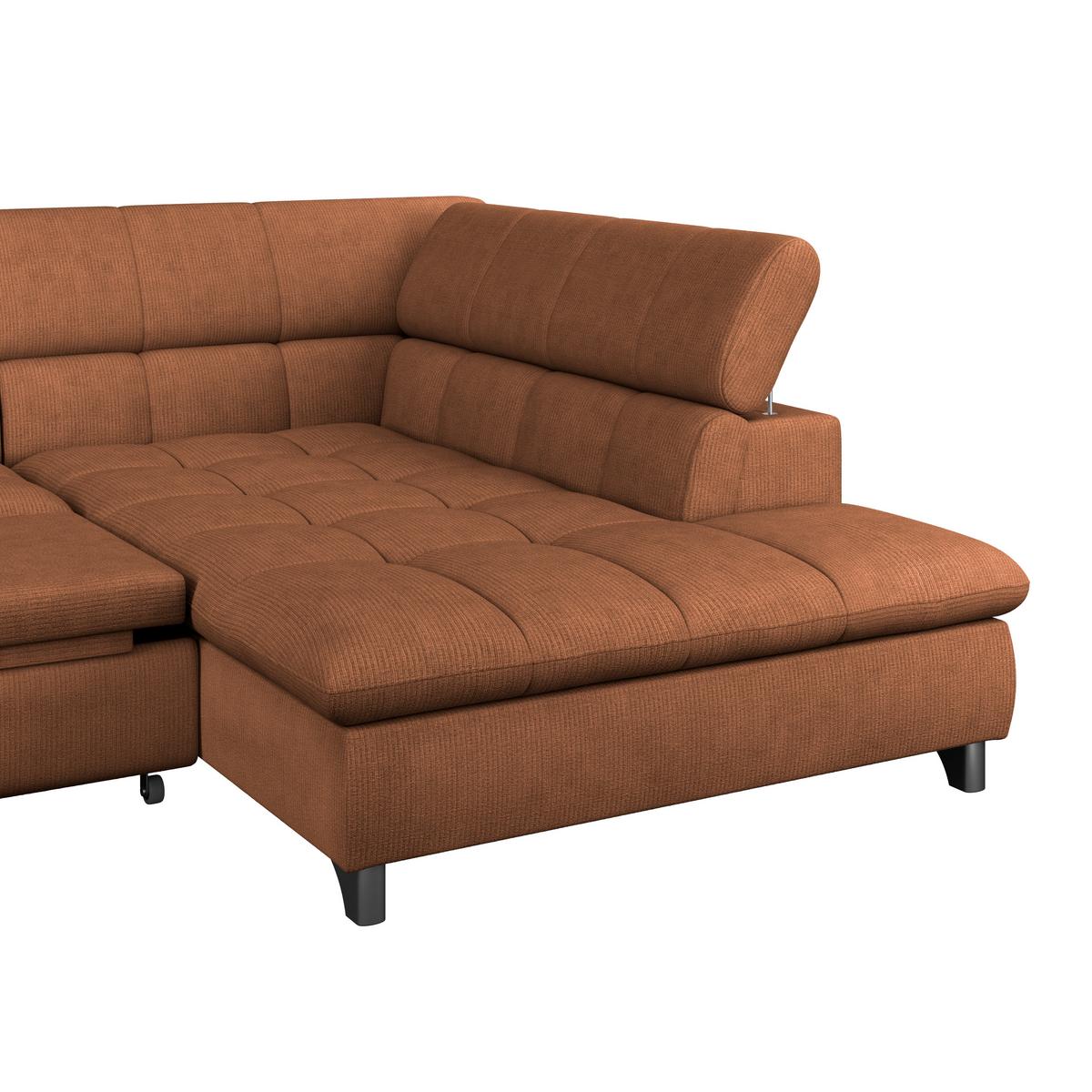 Ecksofa Mit Schlaffunktion Gemini Terracotta 312x234 Cm - Chromfarben/Terracotta, KONVENTIONELL, Textil (312/234cm)