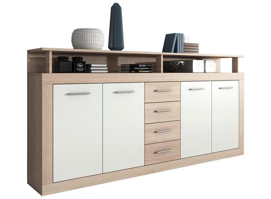 Kommode B 190cm Luna, Eiche/Weiß - Weiß/Sonoma Eiche, Basics, Holzwerkstoff (190/95/32cm) Kommode B 190cm Luna, Eiche/Weiß - Weiß/Sonoma Eiche, Basics, Holzwerkstoff (190/95/32cm)