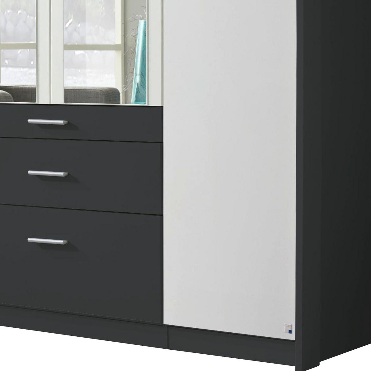 Drehtürenschrank Mit Spiegel + Laden 185 cm Hildesheim - Klar/Weiß, Design, Glas/Holzwerkstoff (185/231/56cm) - Rauch Möbel
