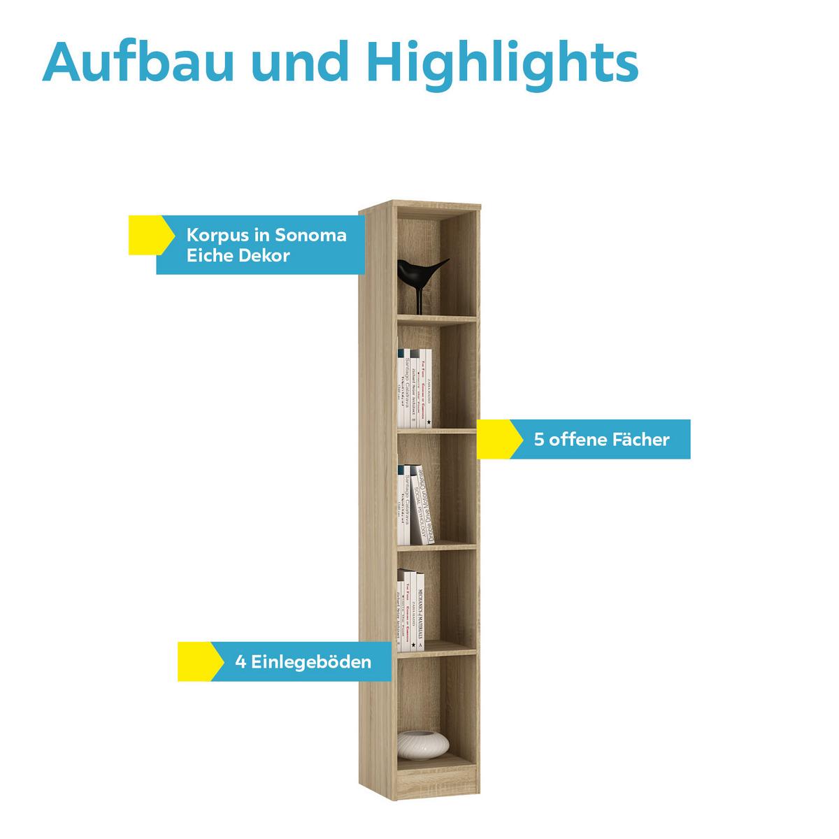 Regal 4-You B: 30 cm, Sonoma Eiche Dekor - Sonoma Eiche, MODERN, Holz (30/189,5/35,2cm)