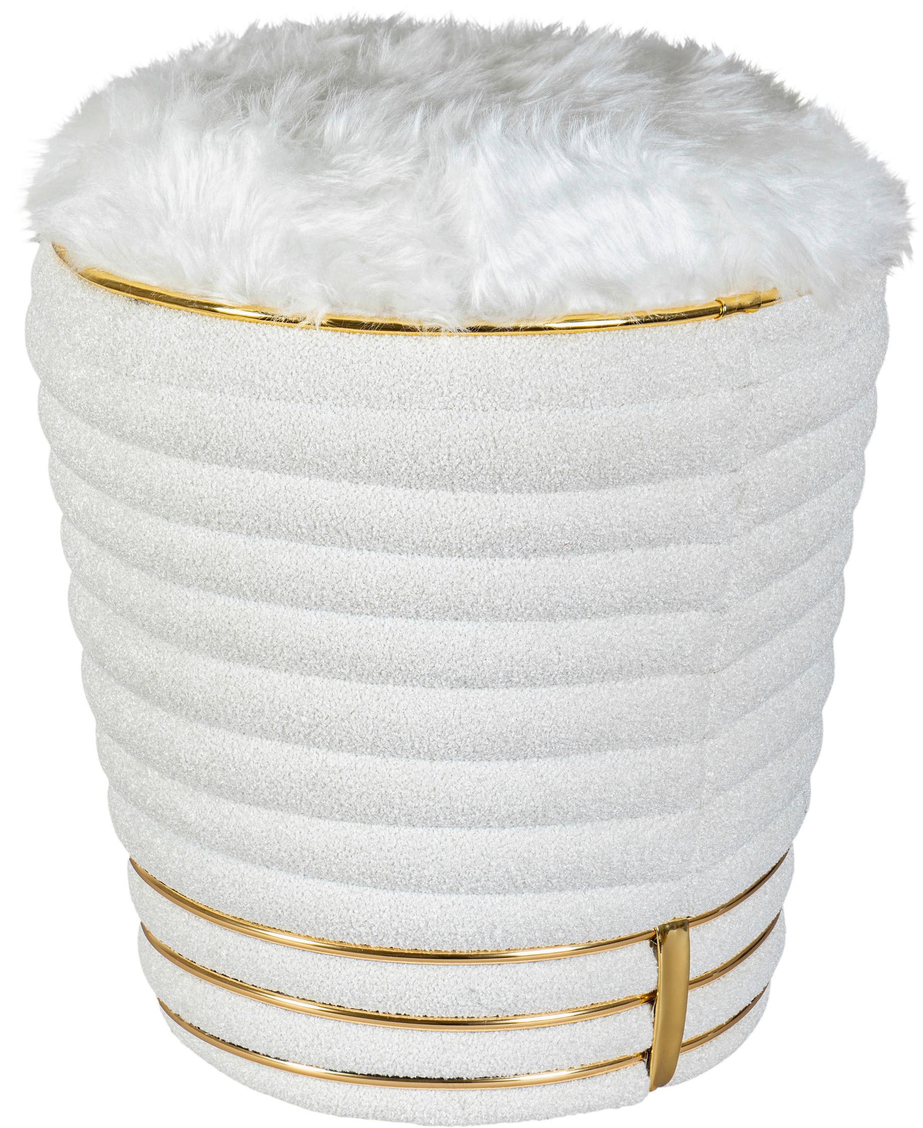Hocker Doric 335 Weiß/Goldfarben D: 42 cm - Goldfarben/Weiß, Design, Textil (42/50cm) - Kayoom