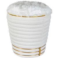 Hocker Doric 335 Weiß/Goldfarben D: 42 cm - Goldfarben/Weiß, Design, Textil (42/50cm) - Kayoom