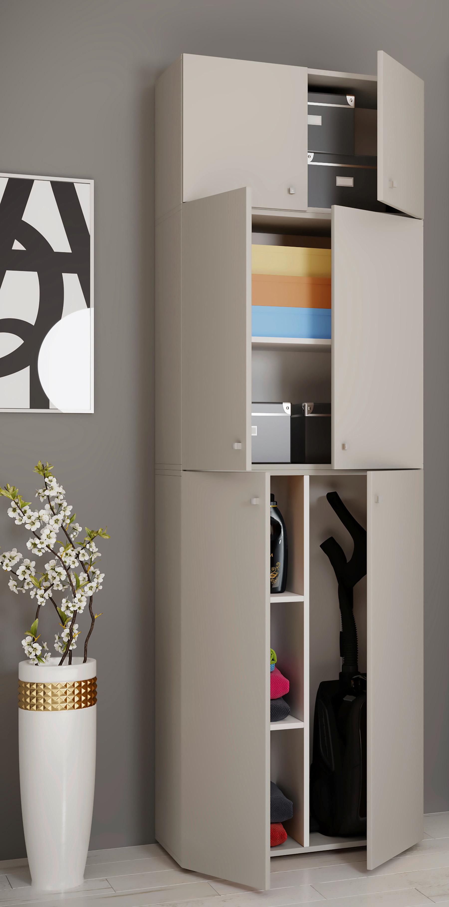 Mehrzweckschrank Lona Xxl Grau Stehend Bxh: 70/223 Cm - Schwarz/Grau, MODERN, Holzwerkstoff (70/223/39cm) - MID.YOU