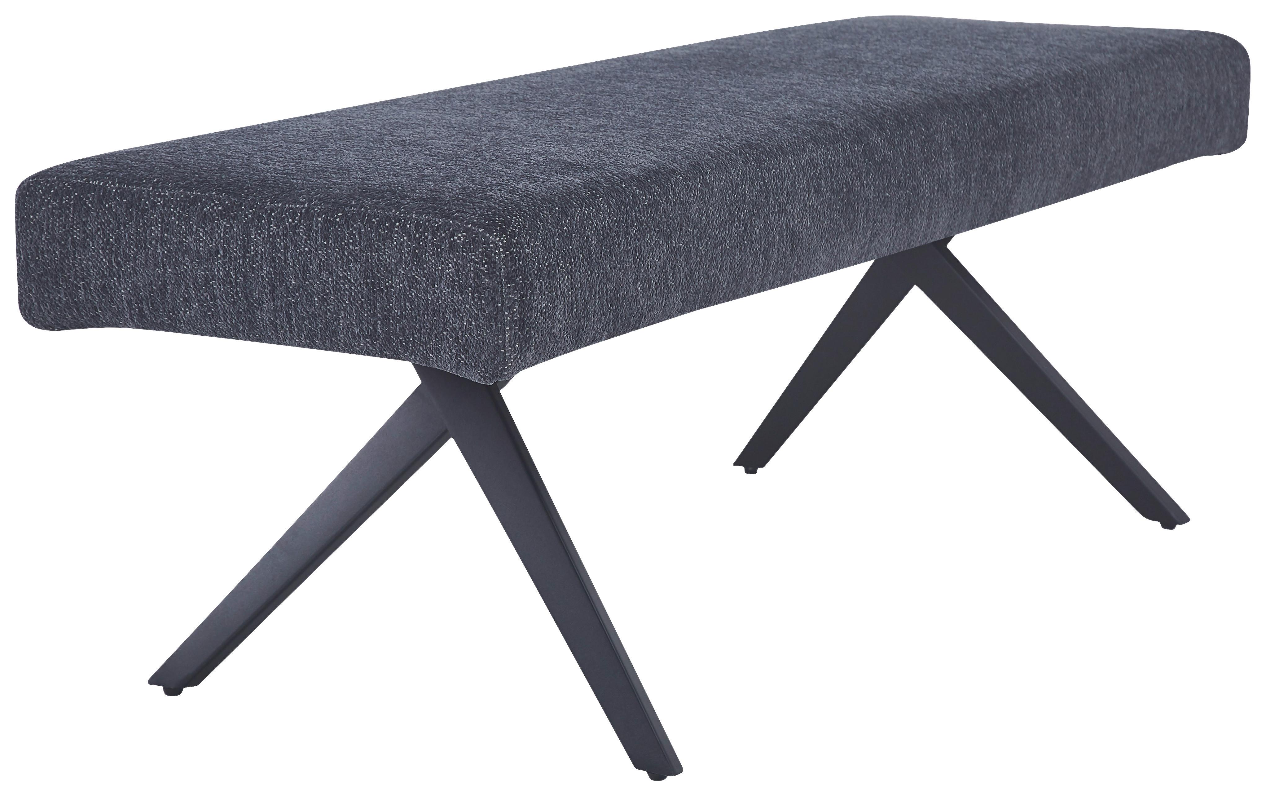 Sitzbank Chios Leinenoptik Grau, B: 140 Cm - Dunkelgrau/Schwarz, KONVENTIONELL, Textil/Metall (140/49/47cm) - MID.YOU