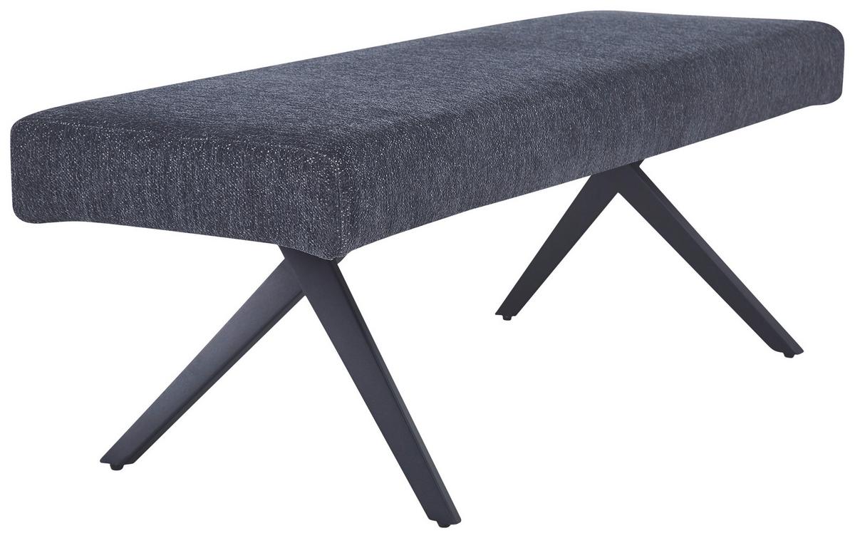 Sitzbank Chios Leinenoptik Grau, B: 140 Cm - Dunkelgrau/Schwarz, KONVENTIONELL, Textil/Metall (140/49/47cm) - MID.YOU