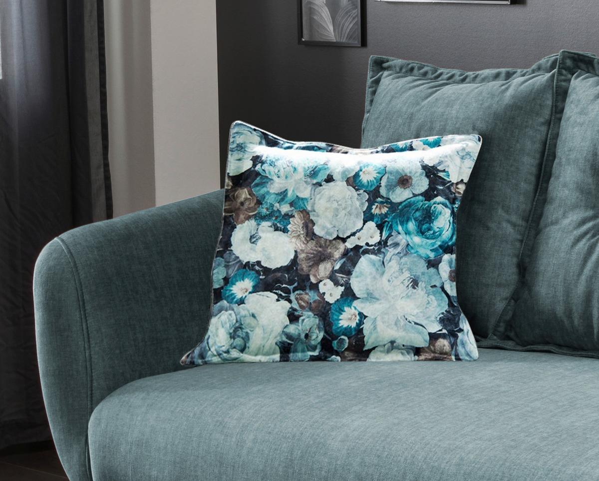 3-Sitzer-Sofa Baggio mit Kissen Blau/Grün - Blau/Multicolor, MODERN, Holz/Textil (236/94/103cm) - Livetastic