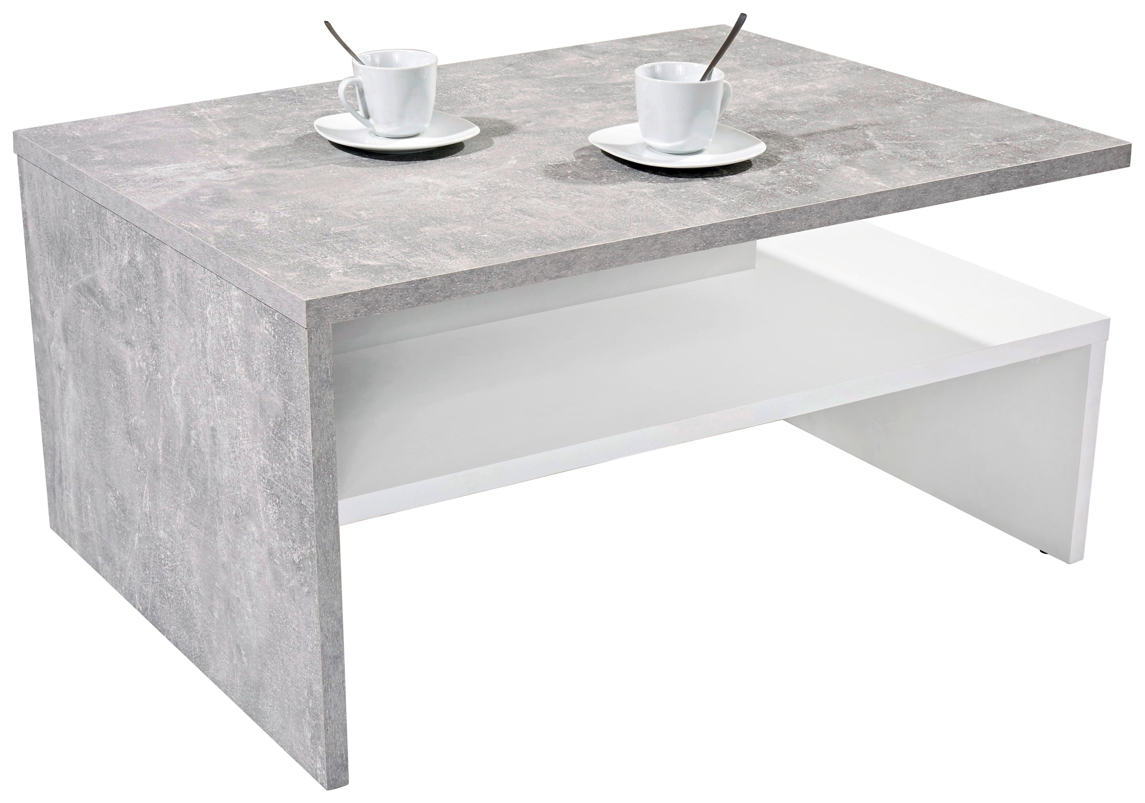 Couchtisch mit Ablagefach Laura, Betonoptik Hell/Weiß - Weiß/Grau, MODERN, Holzwerkstoff (90/42/60cm)