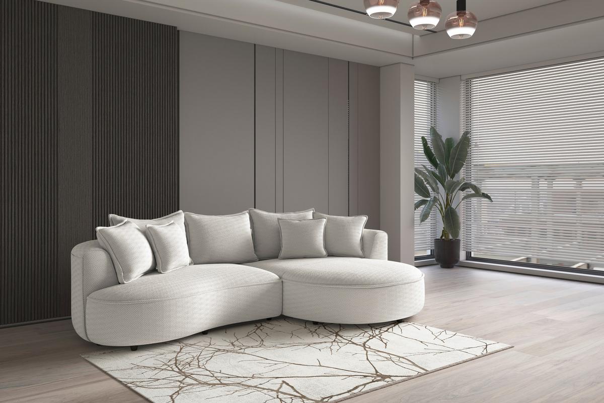 Ecksofa Levi - Creme/Schwarz, MODERN, Textil (287/168cm)