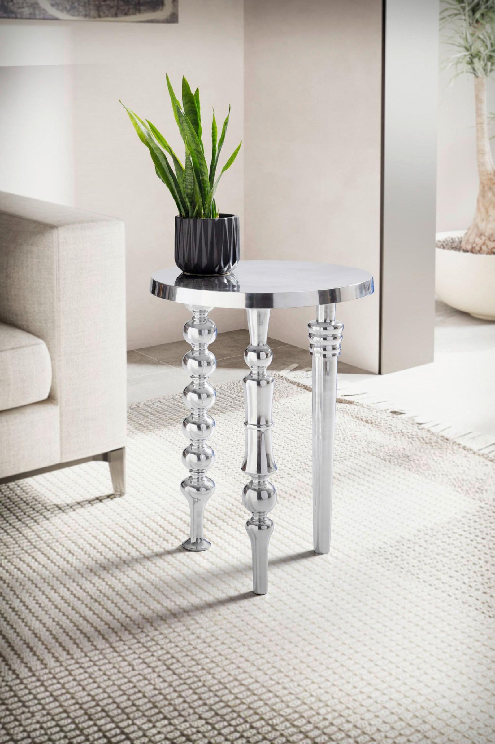 Beistelltisch Aluminum Silberfarben D: 44cm - Silberfarben, Design, Metall (44/63cm) - MID.YOU