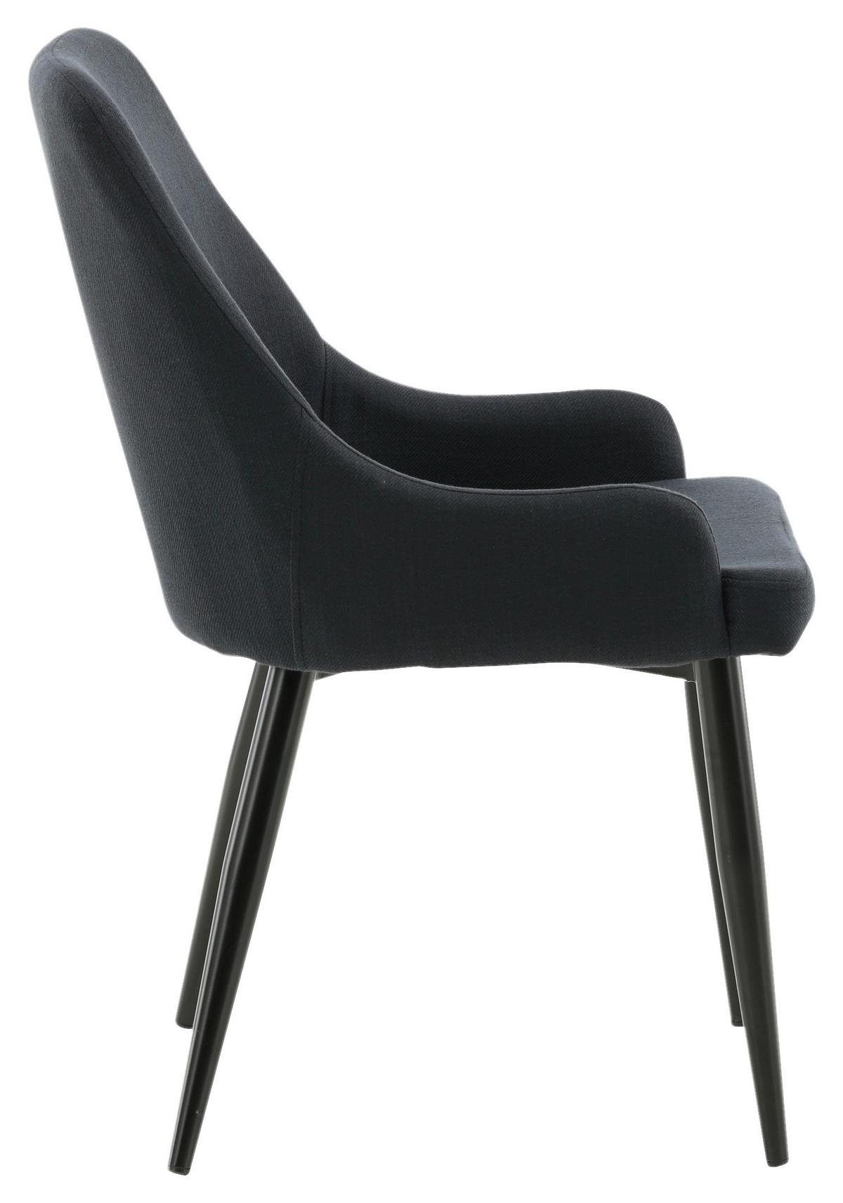 Stuhl-set Plaza Schwarz B: 49 Cm - Schwarz, Design, Textil/Metall (49/86/58cm) - Livetastic