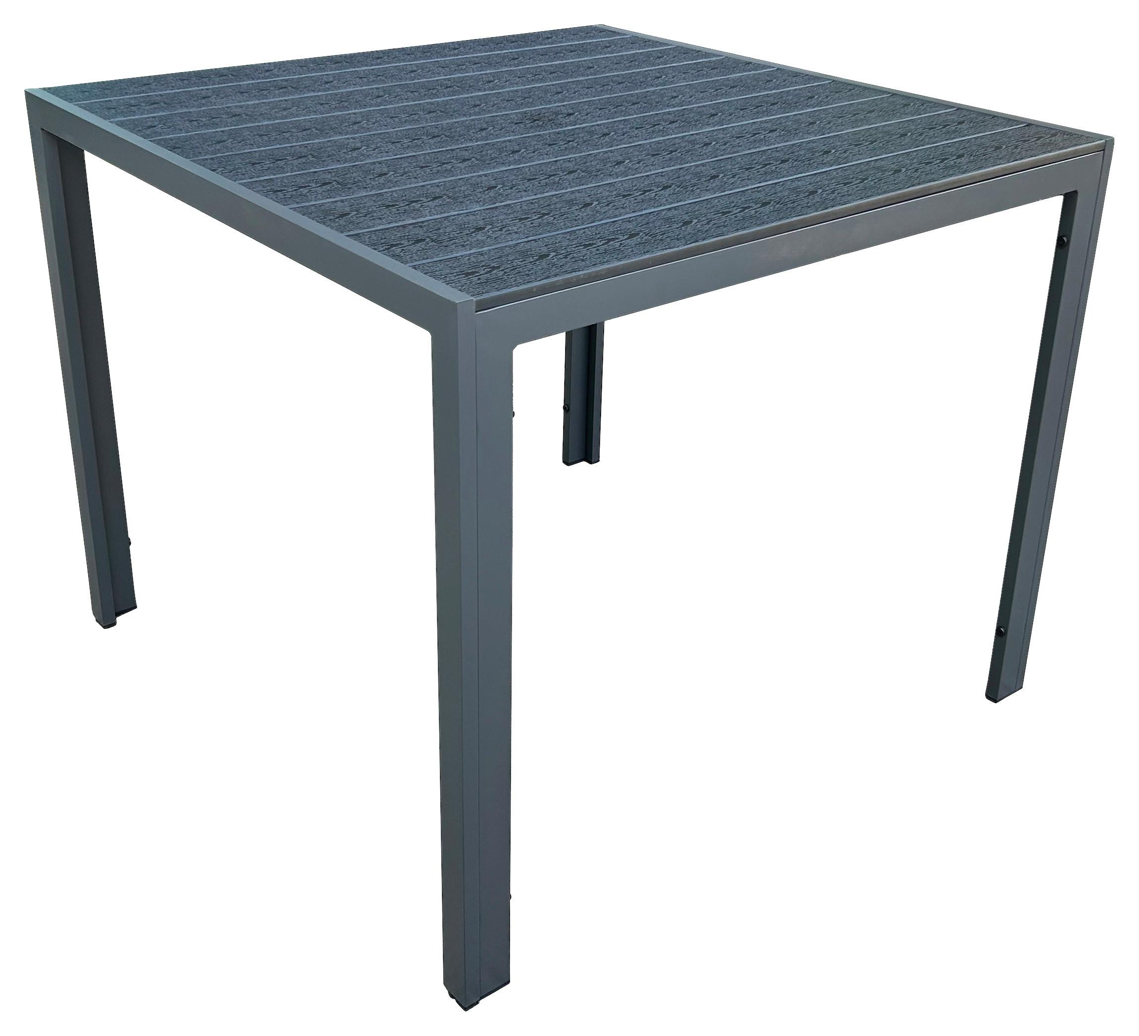 Gartentisch Milano Metall/ Kunststoff L: 90 cm - Dunkelgrau/Schwarz, MODERN, Kunststoff/Metall (90/74/90cm) - Beldano