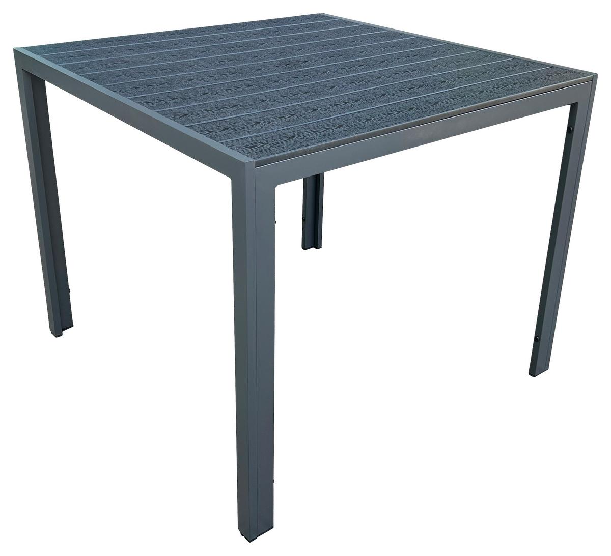 Gartentisch Milano Metall/ Kunststoff L: 90 Cm - Dunkelgrau/Schwarz, MODERN, Kunststoff/Metall (90/74/90cm) - Beldano