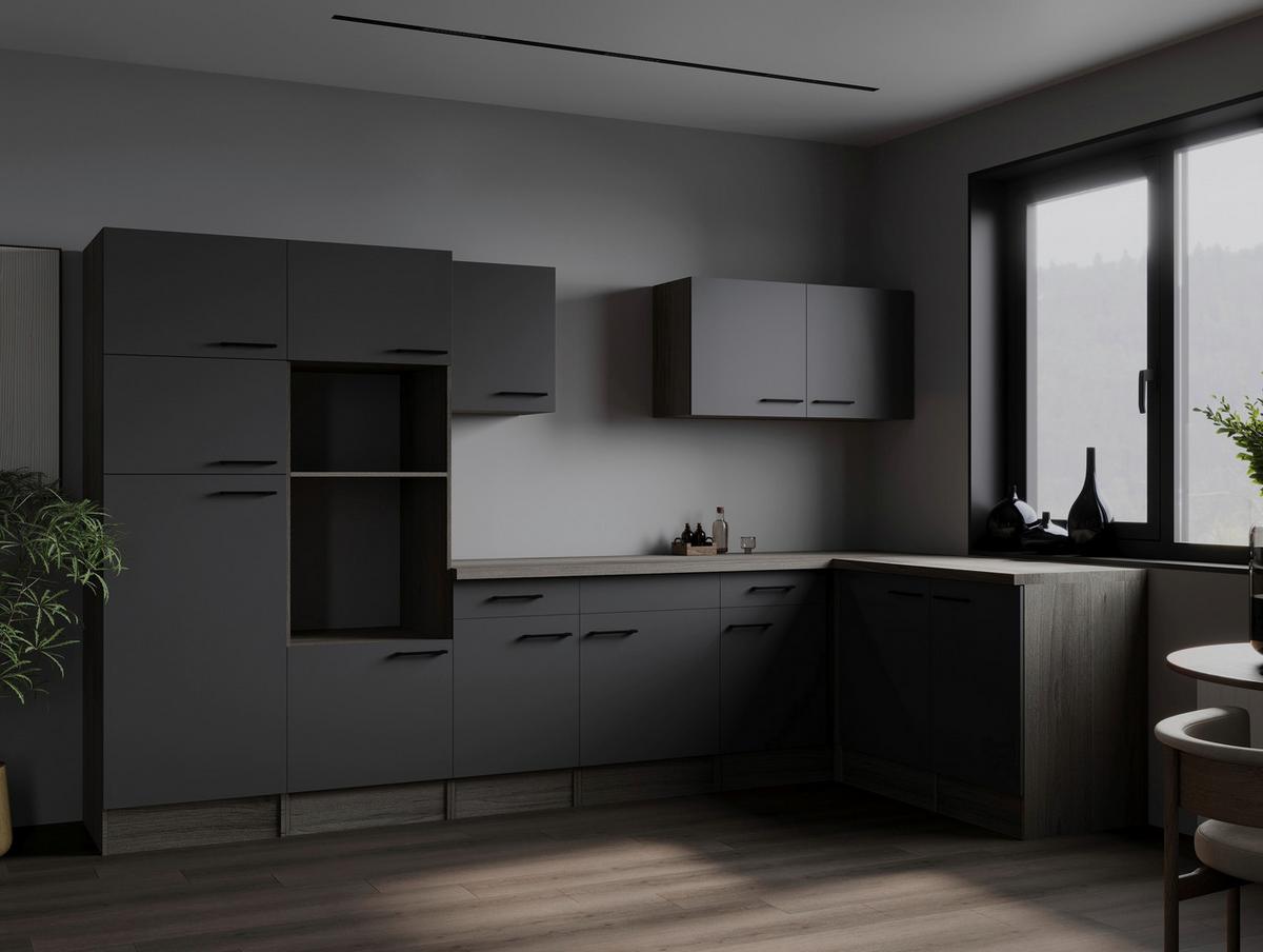 Eckküche Oliver Grau, Eiche Dekor S: 340x172cm - Eichefarben/Grau, Design, Holzwerkstoff (340/172cm) - Respekta