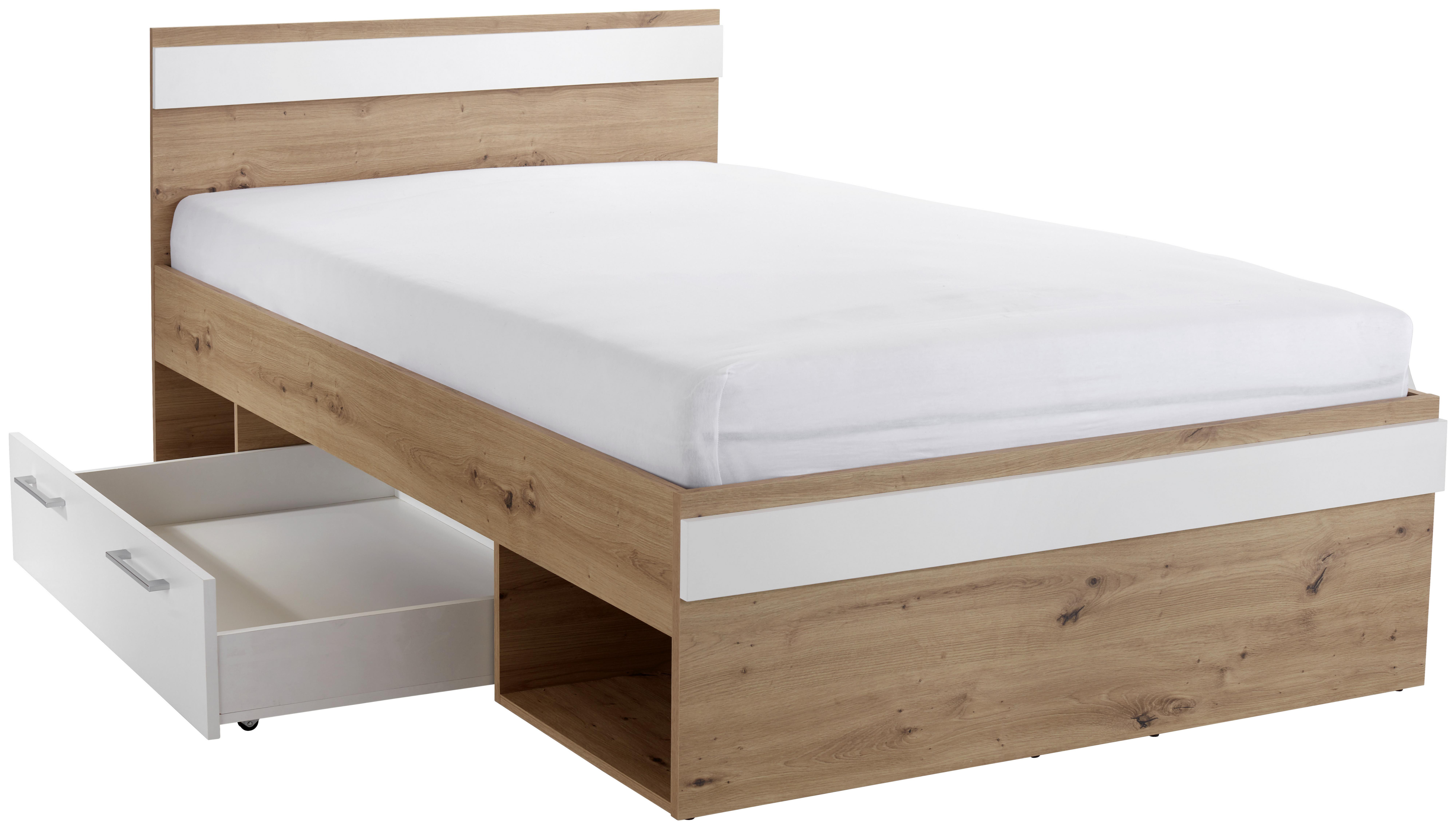 Stauraumbett 120x200 Cm Box, Artsan Eiche Dekor/weiß - Eiche Artisan/Weiß, MODERN, Holzwerkstoff (120/200cm) - Ondega