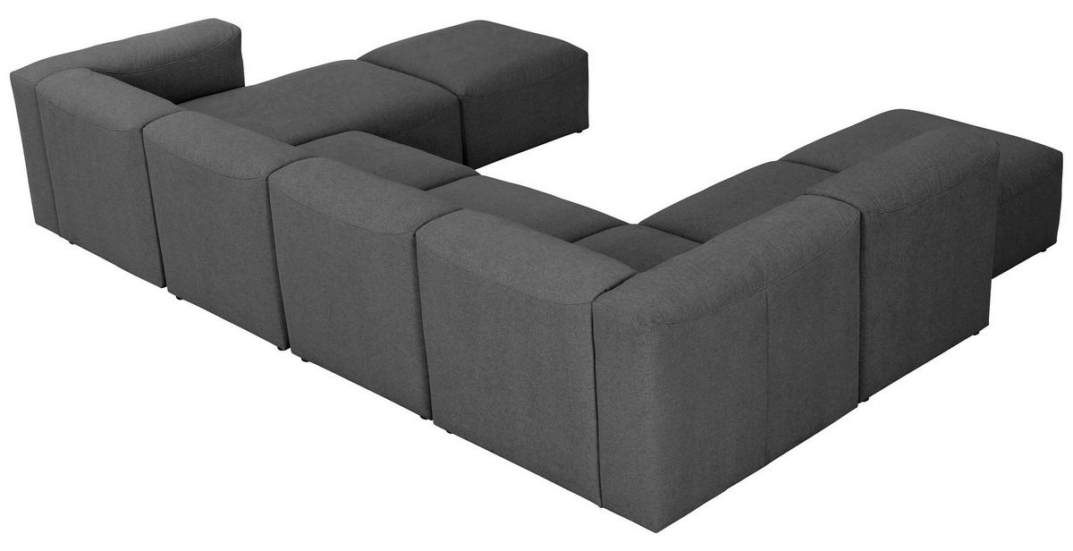 Wohnlandschaft Lena Anthrazit Flachgewebe - Anthrazit, Design, Textil (250/350/235cm) - Max Winzer