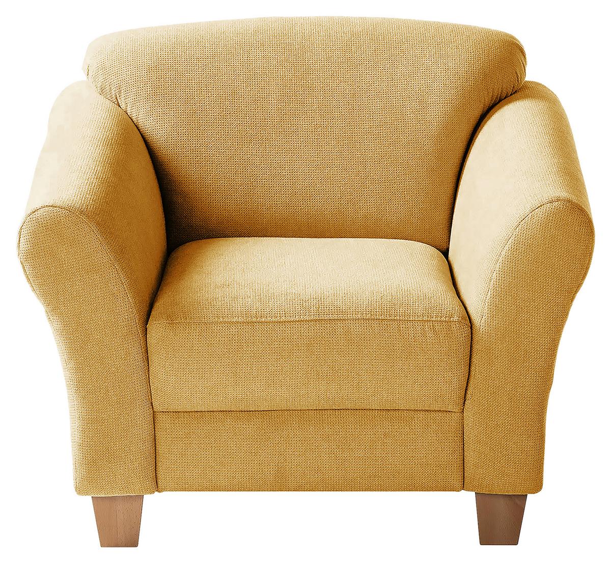 Sessel Gotland senfgelb Rücken echt, 101x84x89 cm - Senfgelb/Naturfarben, KONVENTIONELL, Textil (101/84/89cm) - Sit & More