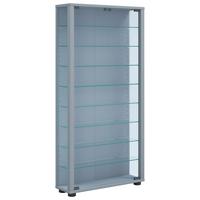 Vitrína, š: 59 cm - barvy stříbra/černá, Design, kompozitní dřevo/plast (59/114,3/18cm) - MID.YOU