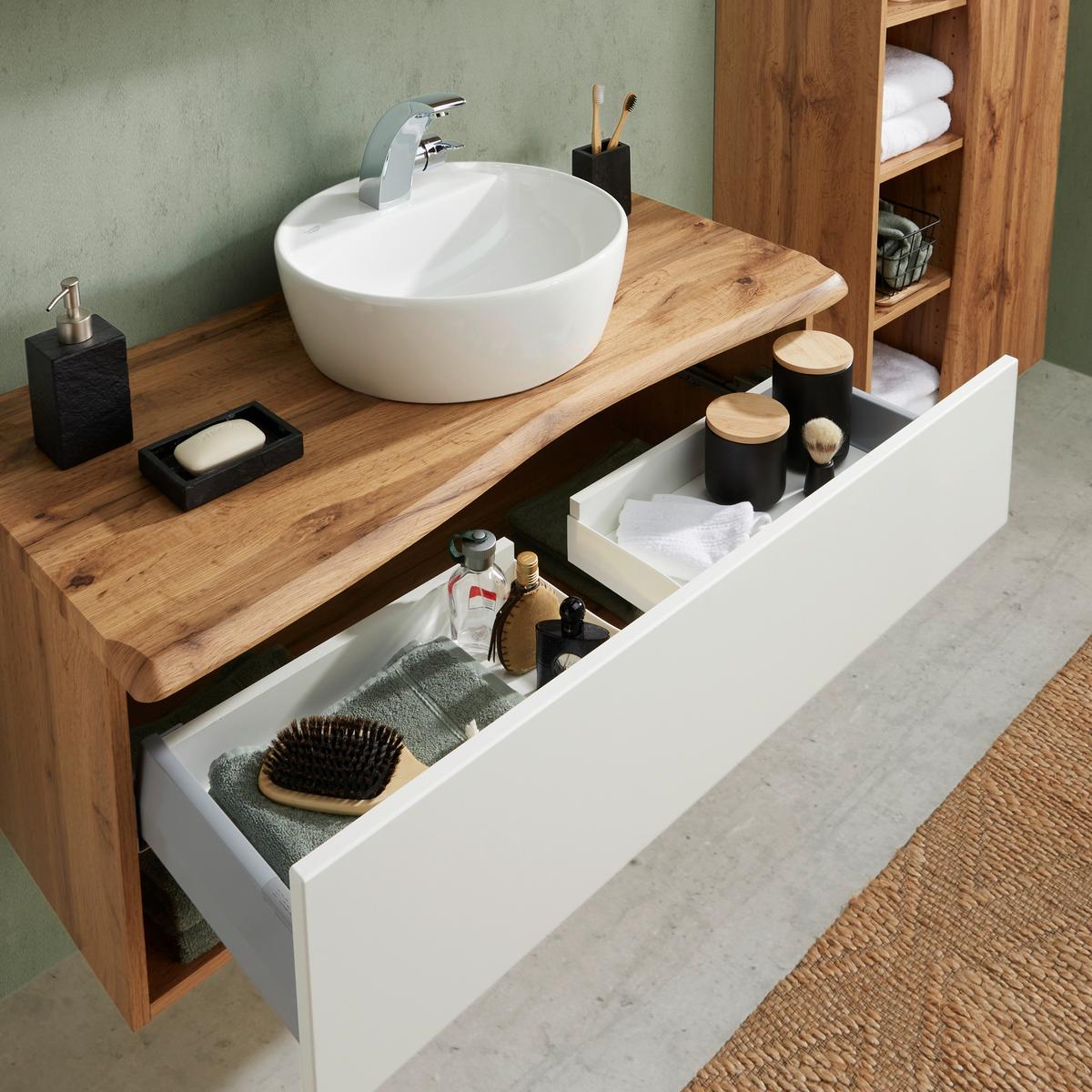 Umývadlová skrinka SÖLDEN -EXKLUSIV- - biela/dub wotan, Lifestyle, kompozitné drevo/keramika (10/55/47cm) - Premium Living