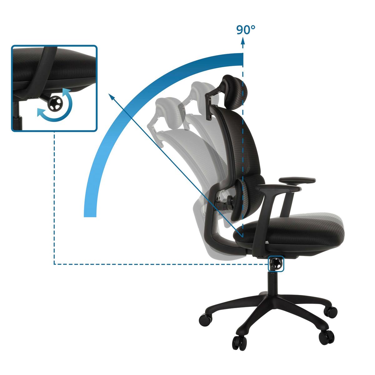 Drehstuhl Ri-Cover Schwarz B: 66 cm - Schwarz, MODERN, Kunststoff/Textil (66/114-129/67,5cm) - MID.YOU