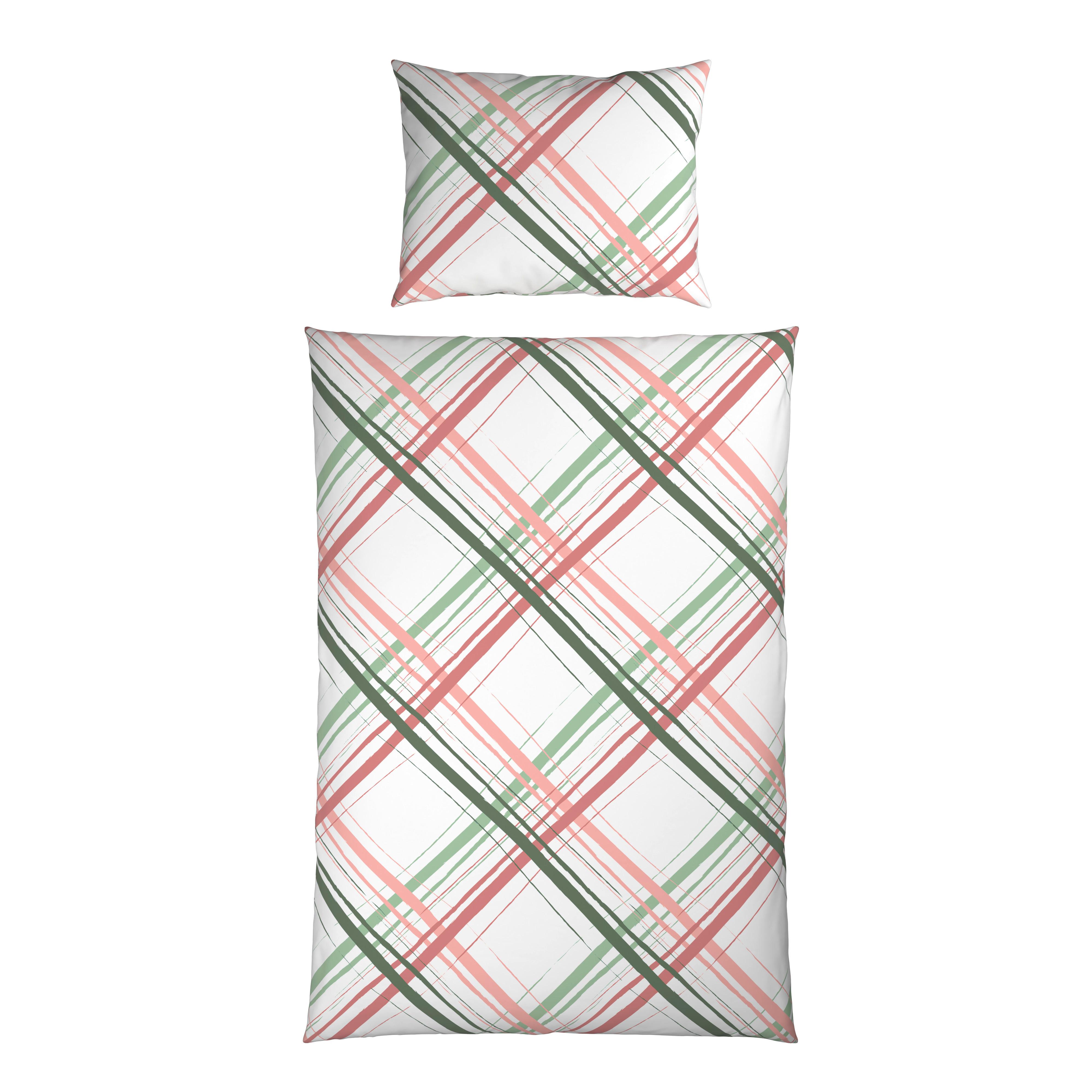 Bettwäsche Jule - Rosa/Grün, MODERN, Textil - Luca Bessoni