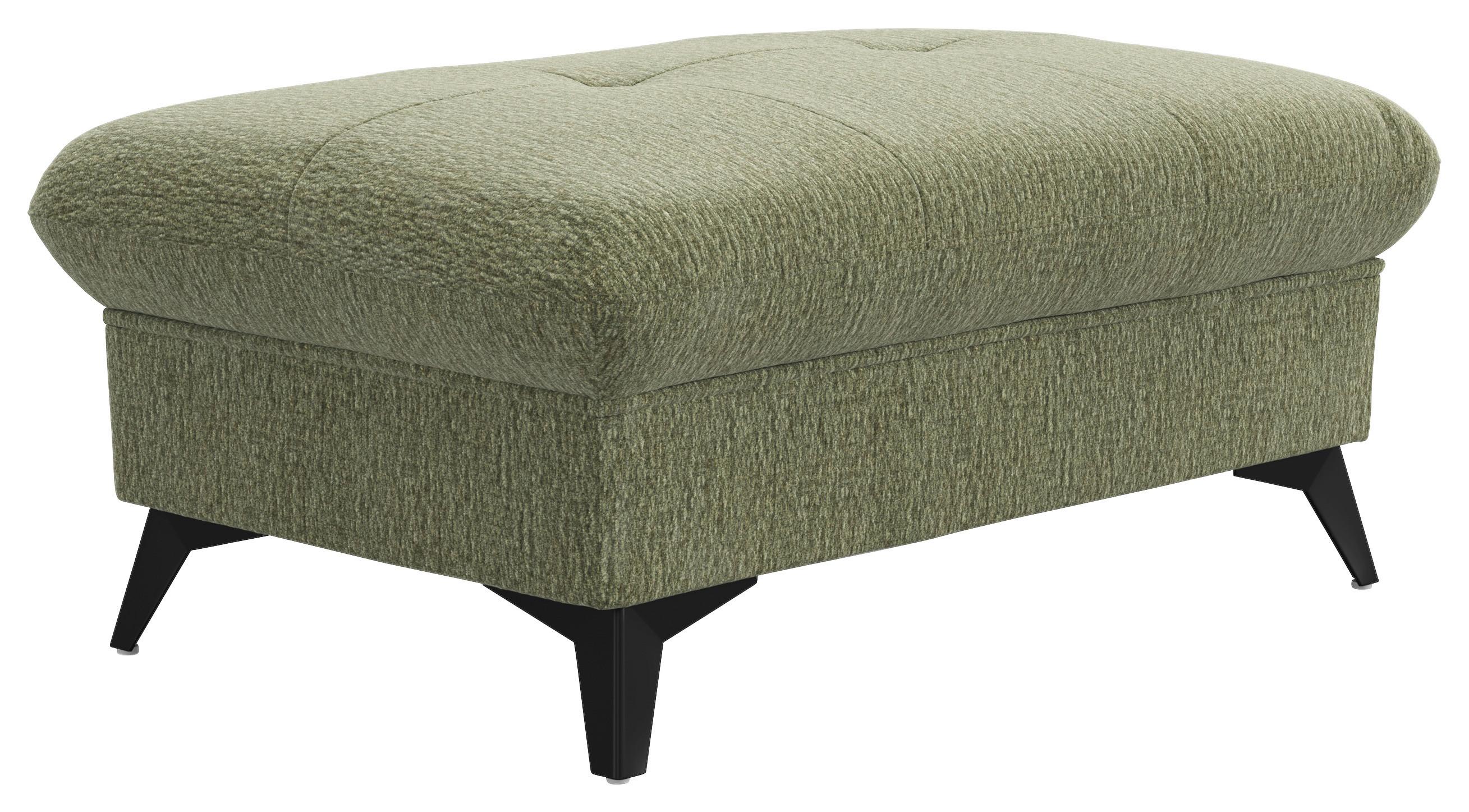 Hocker Hudson Chenille olivgrün, B: 102cm - Schwarz/Olivgrün, KONVENTIONELL, Textil (102/45/65cm) - Sembella