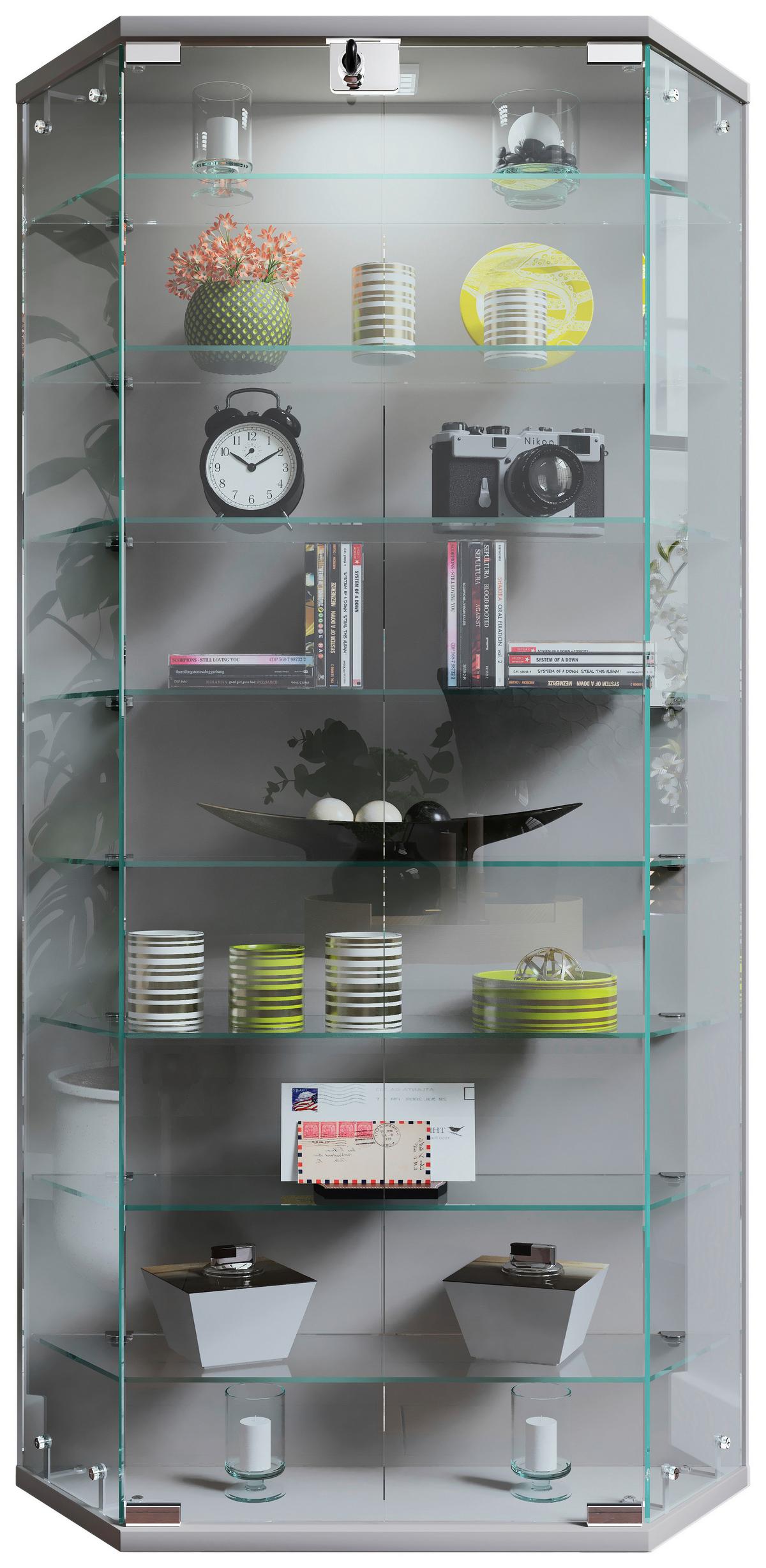 VITRINE Benila Silberfarben B: 83 cm - Transparent/Silberfarben, Design, Glas/Holzwerkstoff (83/114/17cm) - MID.YOU