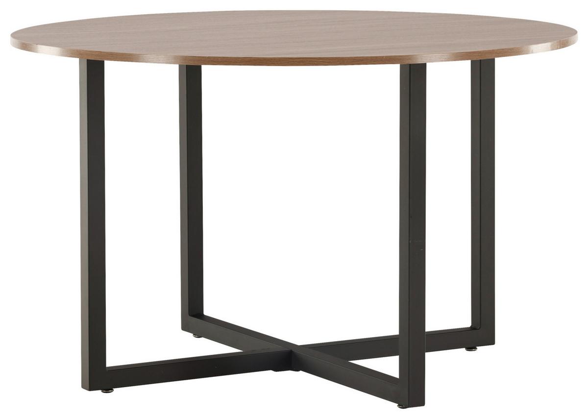 Esstisch Durango - Walnussfarben/Schwarz, Design, Holzwerkstoff/Metall (120/120/75cm) - Livetastic