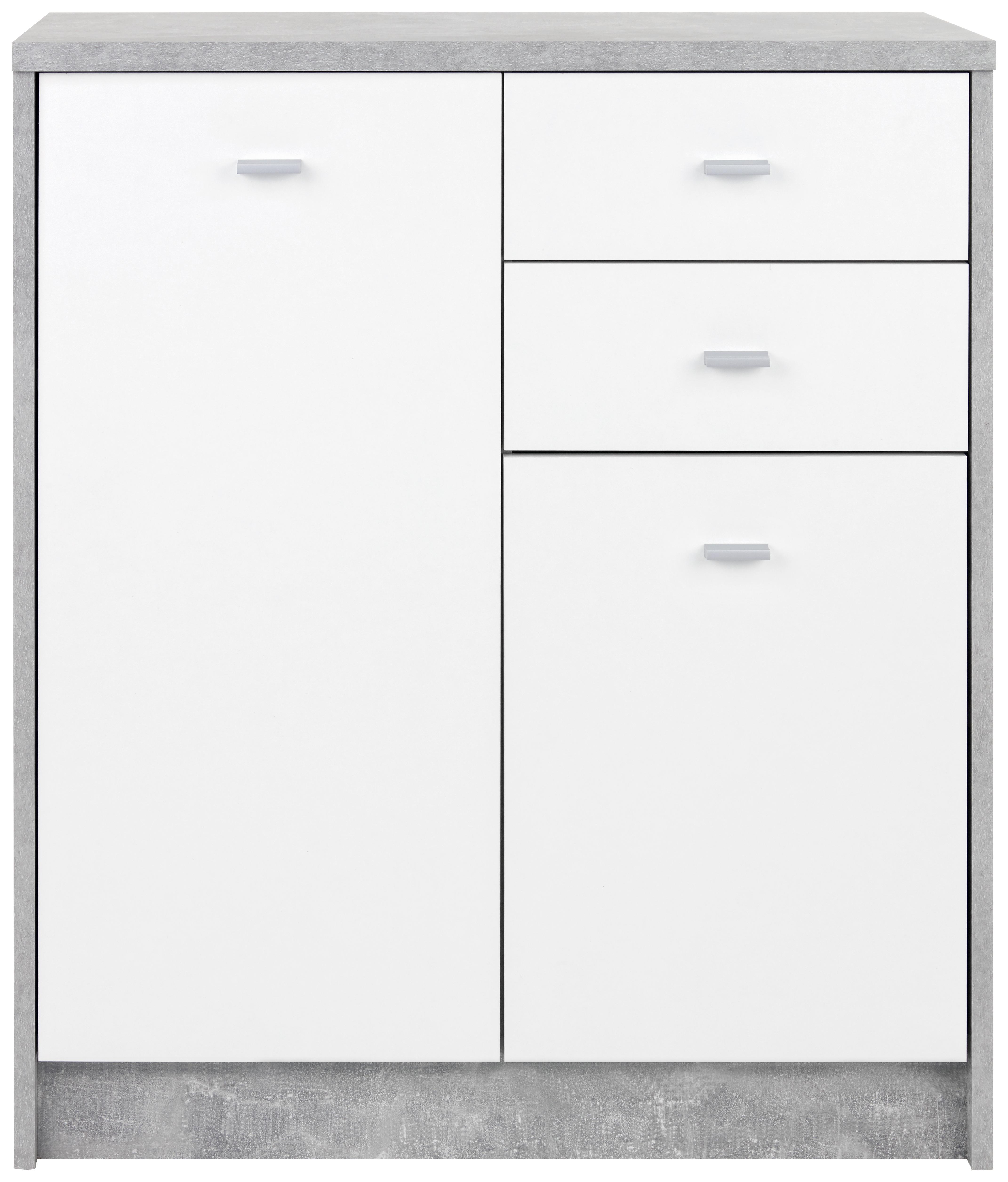 Kommode B 74cm 4-You New, Beton Optik/Weiß - Schwarz/Weiß, MODERN, Holzwerkstoff (74/85,4/34,6cm)