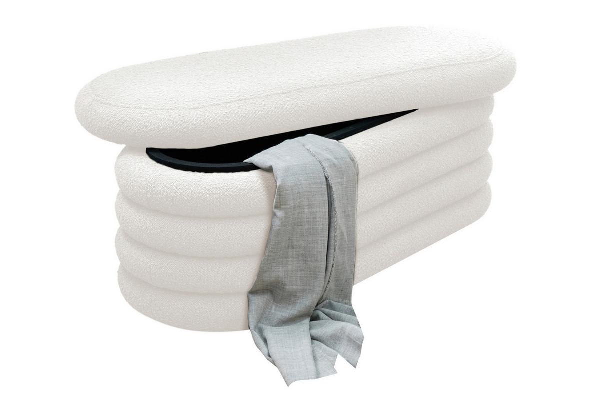 Bettbank Bouclé, Weiß B: 108 Cm - Weiß, MODERN, Textil (108/42/45cm) - Livetastic