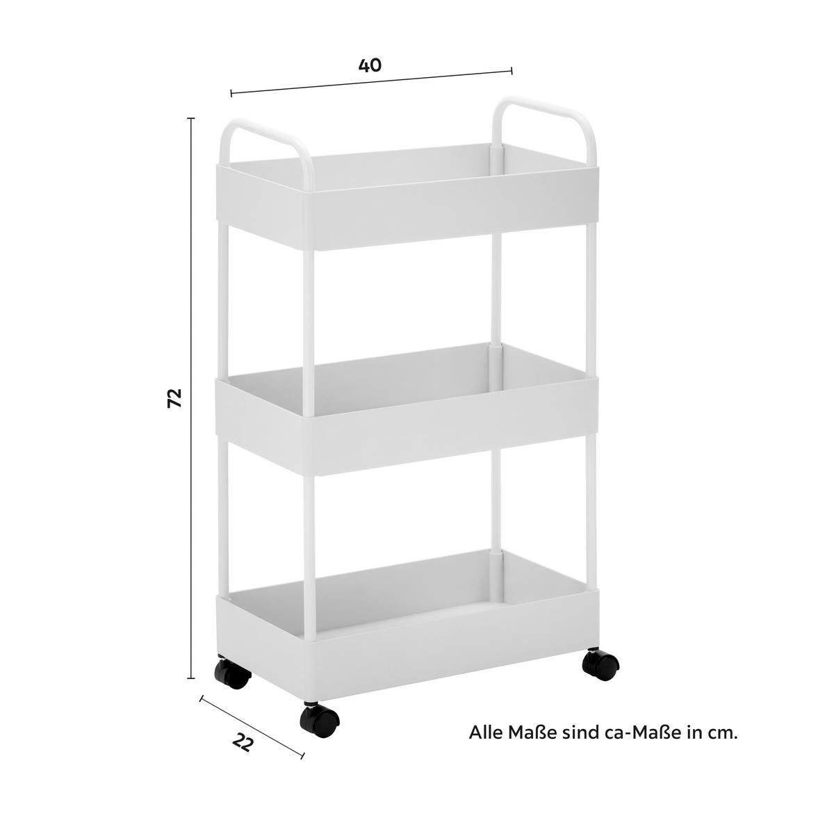 Regál na kolieskach SANDRO biely - biela, Modern, kov/plast (40/72/22cm) - P & B