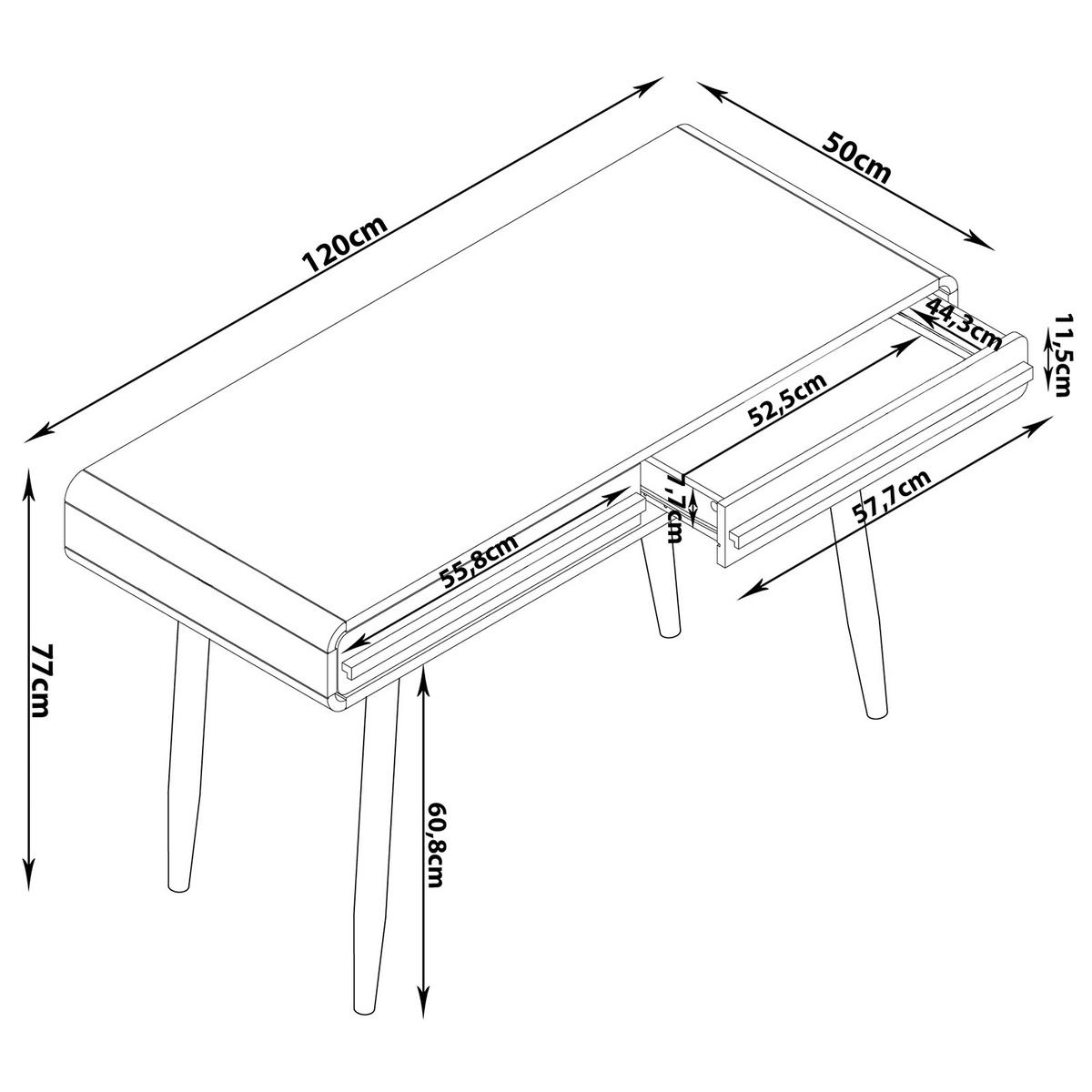 SCHREIBTISCH Chantal Grau L: 120cm - Schwarz/Grau, Design, Holzwerkstoff (120/77/50cm) - MID.YOU