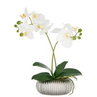 Kunstpflanze Weiß Grün Silberfarben B: 20cm - Silberfarben/Schwarz, Basics, Keramik/Kunststoff (20/40/20cm) - P & B