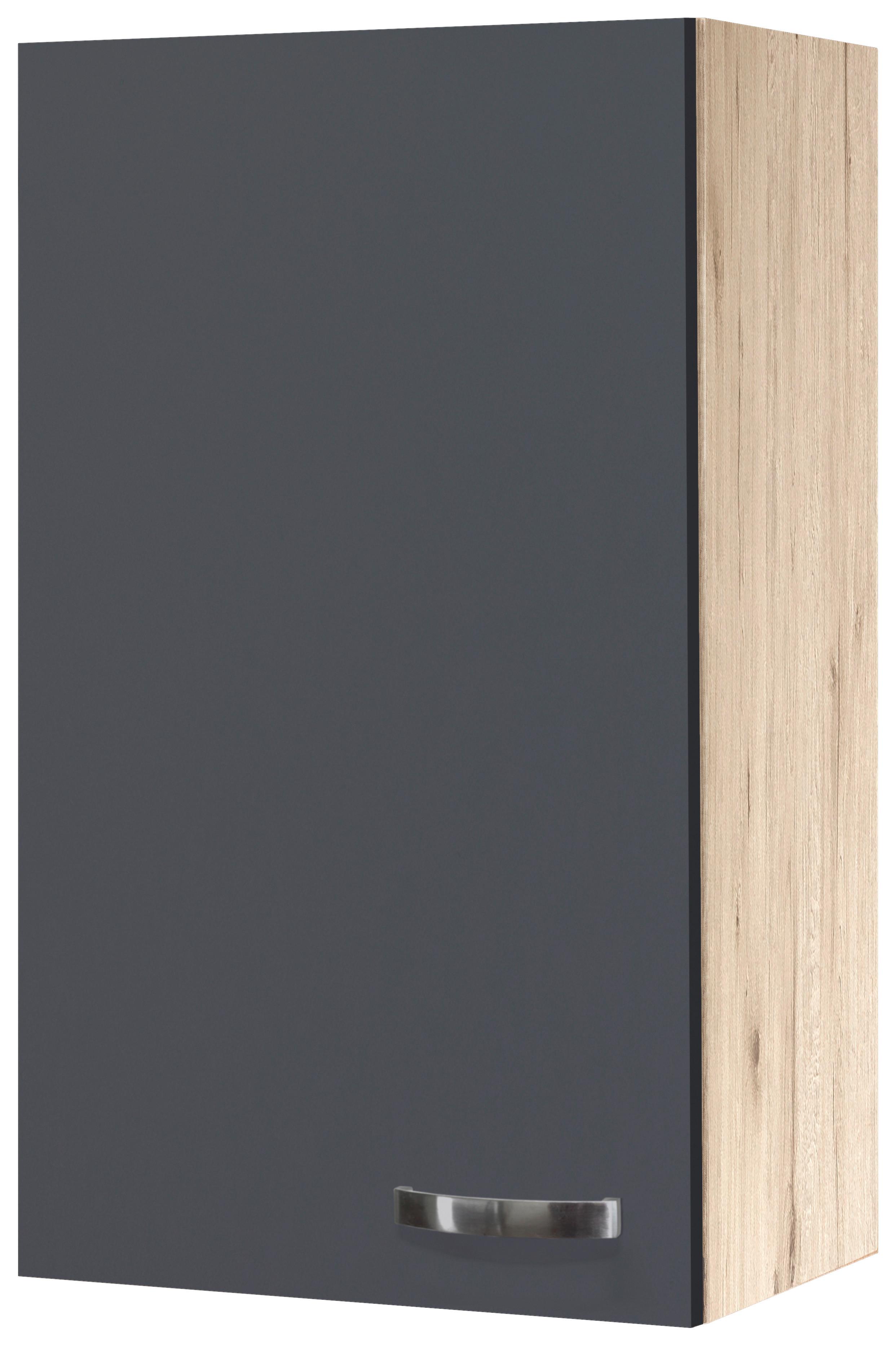 Kuchyňská horní skříňka SHADOW 50cm - dub San Remo/tmavě šedá, Moderní, kov/kompozitní dřevo (50/89/32cm)