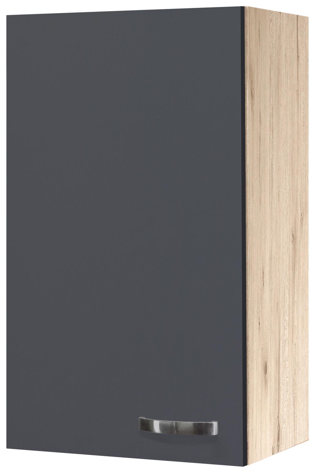 Horná kuchynská skrinka SHADOW 50cm - dub San Remo/farba ušľachtilej ocele, Modern, kov/kompozitné drevo (50/89/32cm)