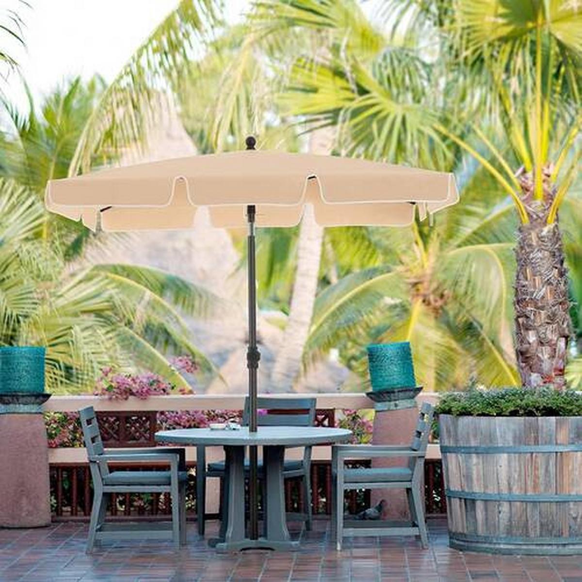 Sonnenschirm Taupe Schwarz Bxl: 180x125 Cm - Taupe/Schwarz, Basics, Textil/Metall (180/125cm) - Modante