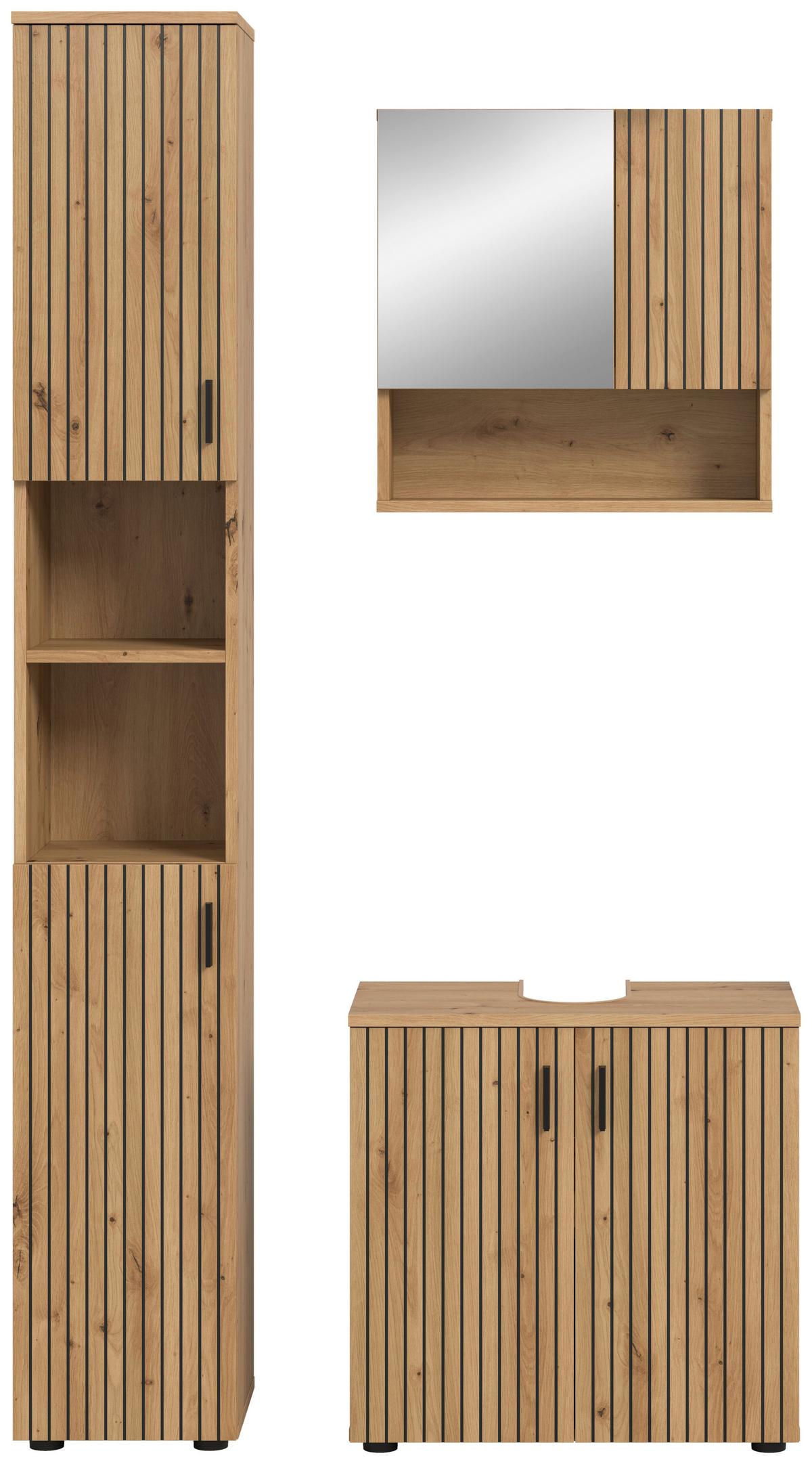 BADEZIMMER Eiche Artisan B: 90cm - Schwarz/Eiche Artisan, Basics, Holzwerkstoff (90cm) - MID.YOU