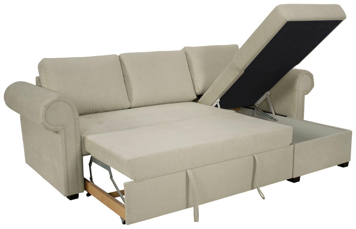 Ecksofa Mit Schlaffunktion + Bettkasten Oslo 260x155 Cm - Creme, ROMANTIK / LANDHAUS, Textil (260/85/155cm) - James Wood