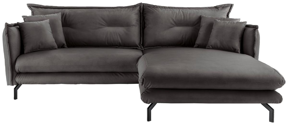Ecksofa Lava Anthrazit S: 255x180cm - Anthrazit/Schwarz, MODERN, Textil (255/180cm) - Livetastic