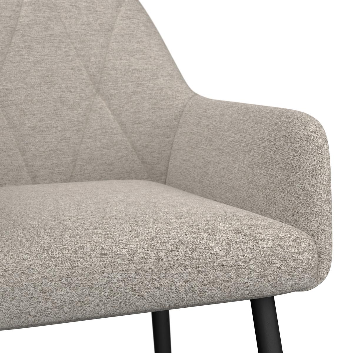 Armlehnstuhl Hardy Giga Webstoff beige, B: 57cm - Beige/Schwarz, MODERN, Textil/Metall (57/86/64cm)