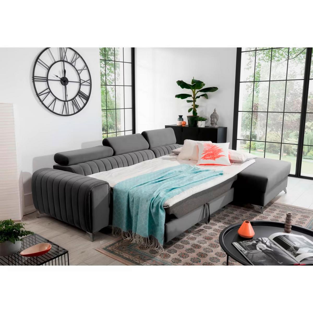 Ecksofa Grayson Grau S: 278x205 cm - Silberfarben/Grau, Design, Textil (278/205cm) - MID.YOU