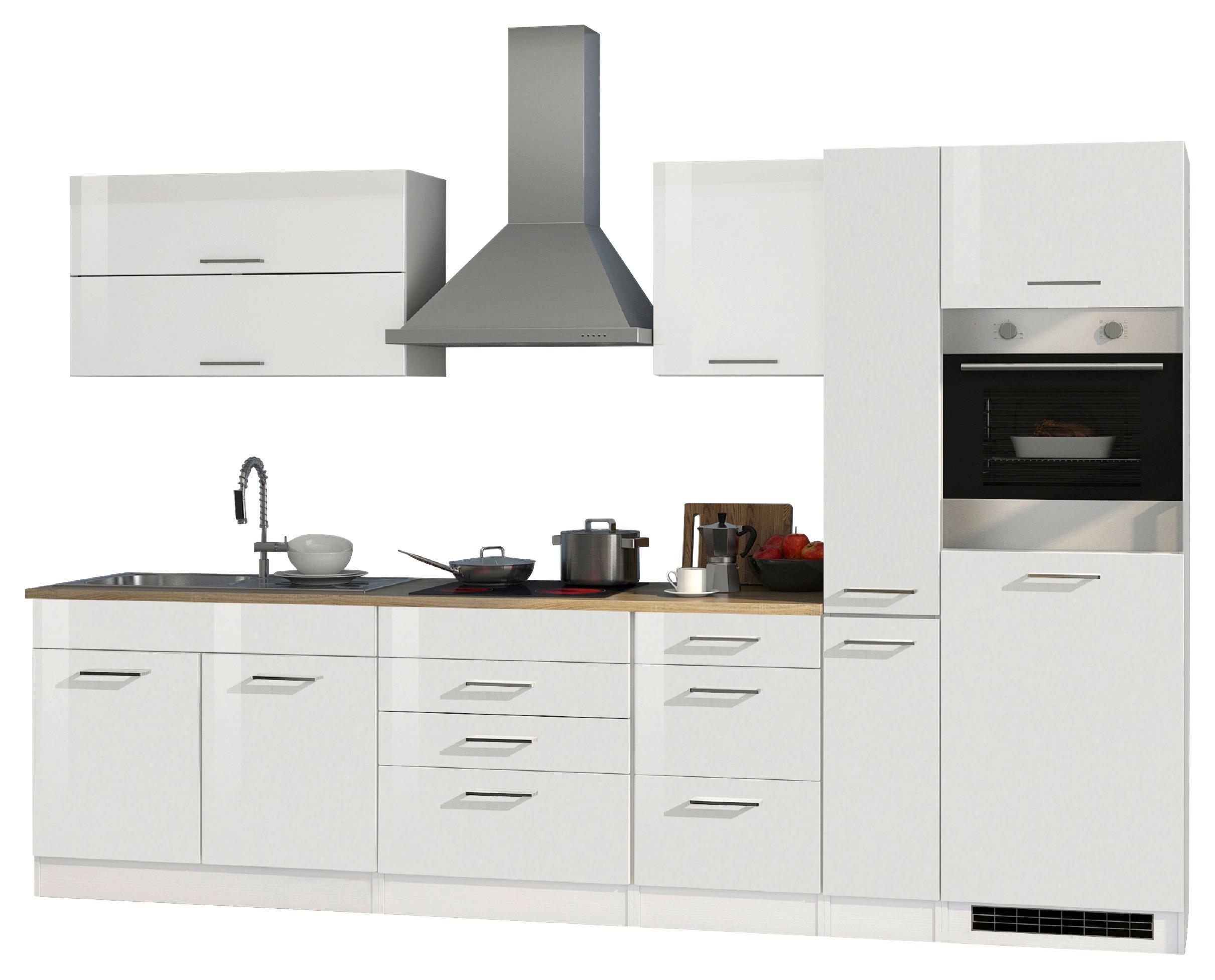 Küchenblock Mailand Weiß B: 320 cm - Weiß Hochglanz/Weiß, MODERN, Holzwerkstoff (320cm) - Held