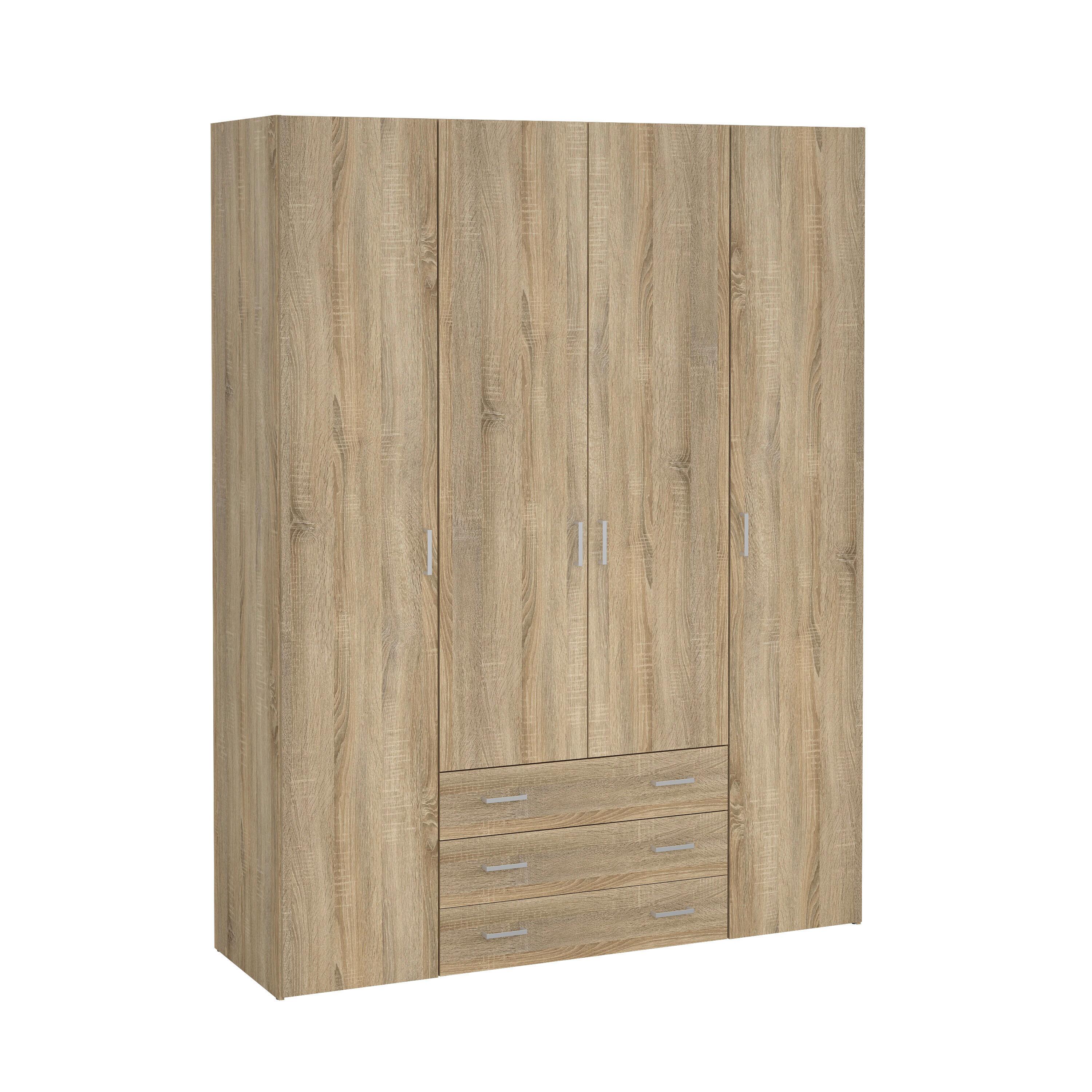 Ruhásszekrény Space 154/200cm - Sonoma tölgy, Konventionell, fa (154/200,4/49,5cm)