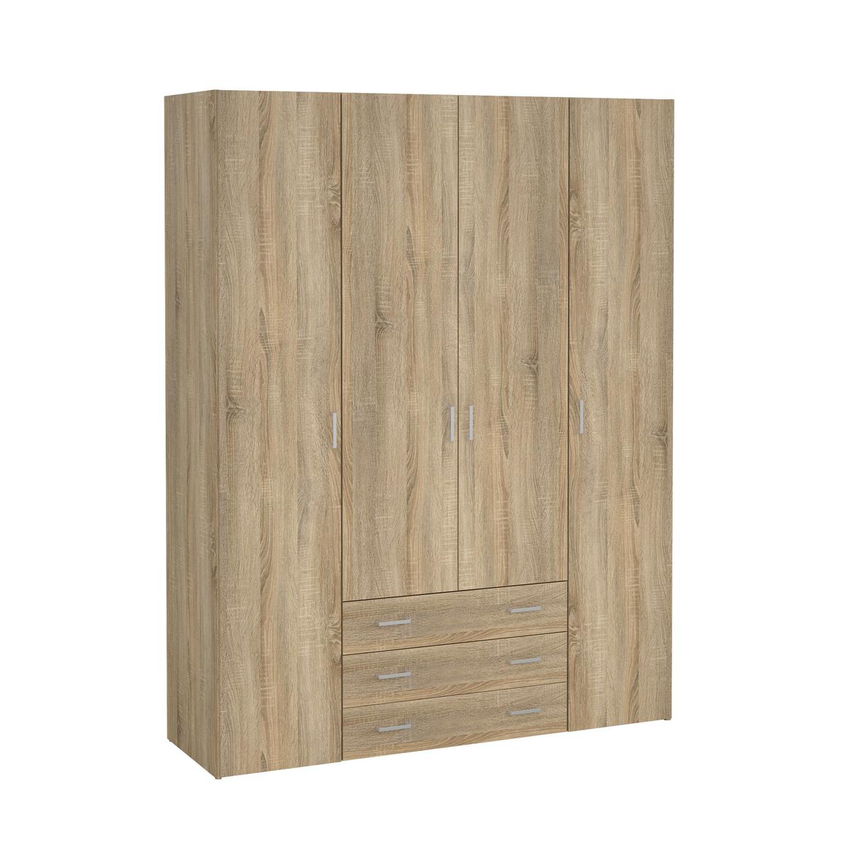 Ruhásszekrény Space 154/200cm - Sonoma tölgy, Konventionell, fa (154/200,4/49,5cm)