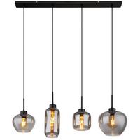 Hängeleuchte 4-Flammig Indoor - Schwarz, Design, Glas/Kunststoff (99,5/24/120cm) - Globo