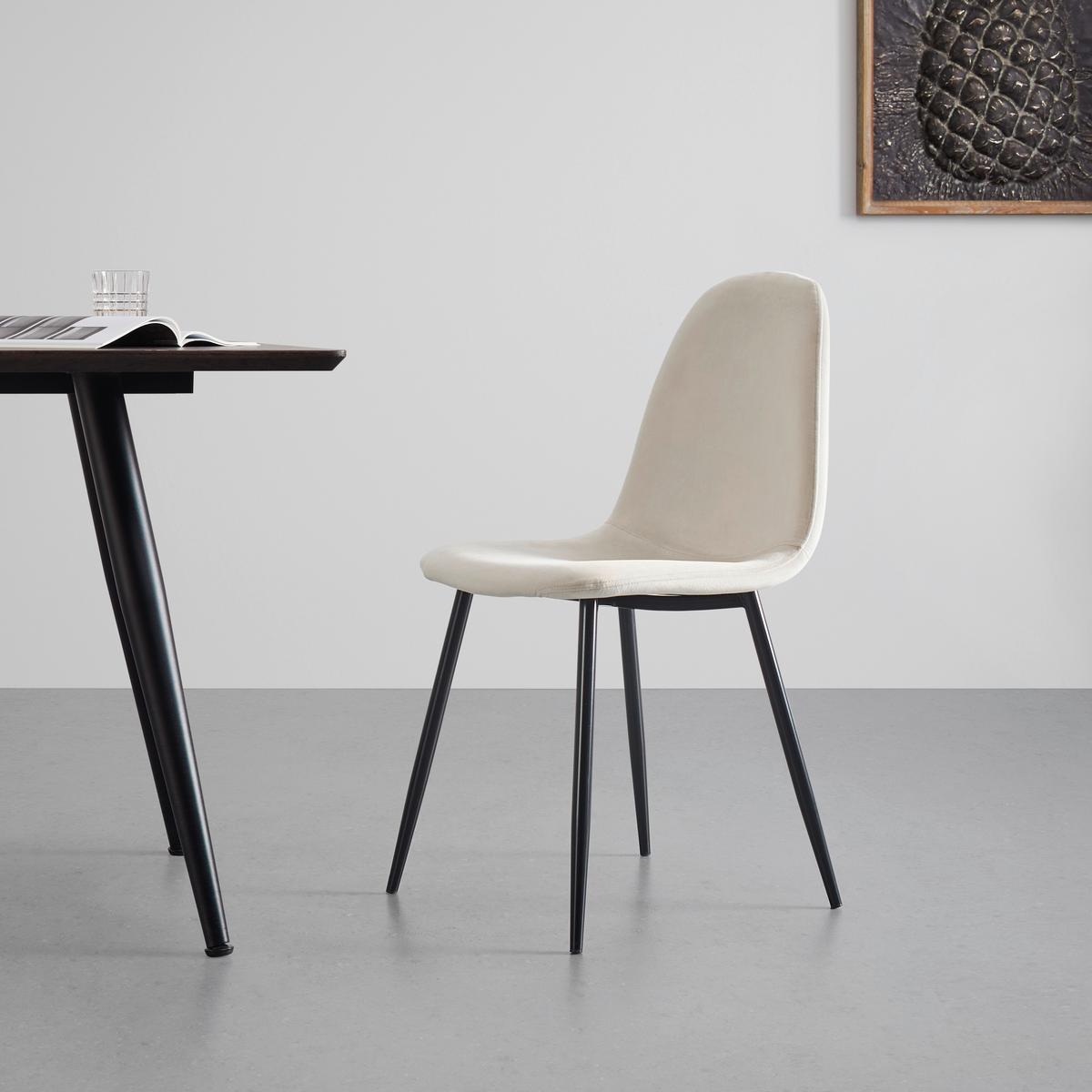 Zamatová stolička Lio béžová - čierna/béžová, Modern, kov/drevo (43/86/55cm) - Bessagi Home