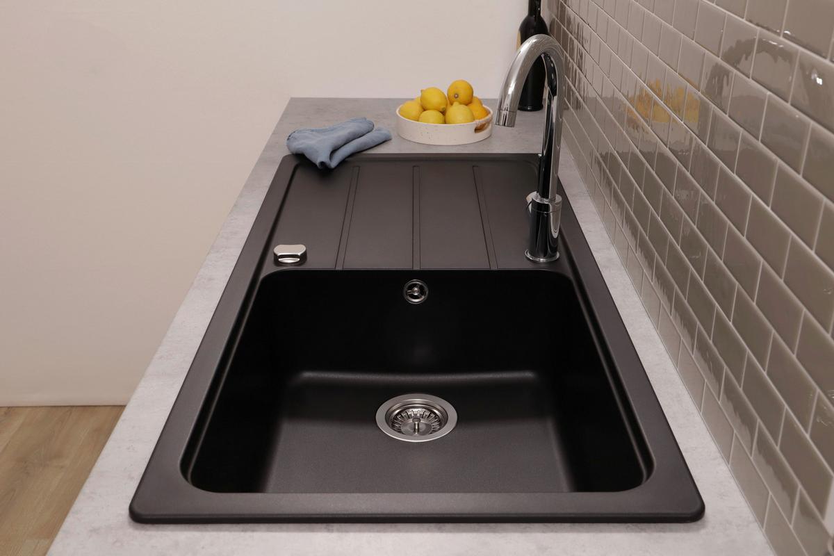 Spüle Austin Schwarz B: 100 cm - Schwarz, Design, Stein (100/20/50cm) - Respekta