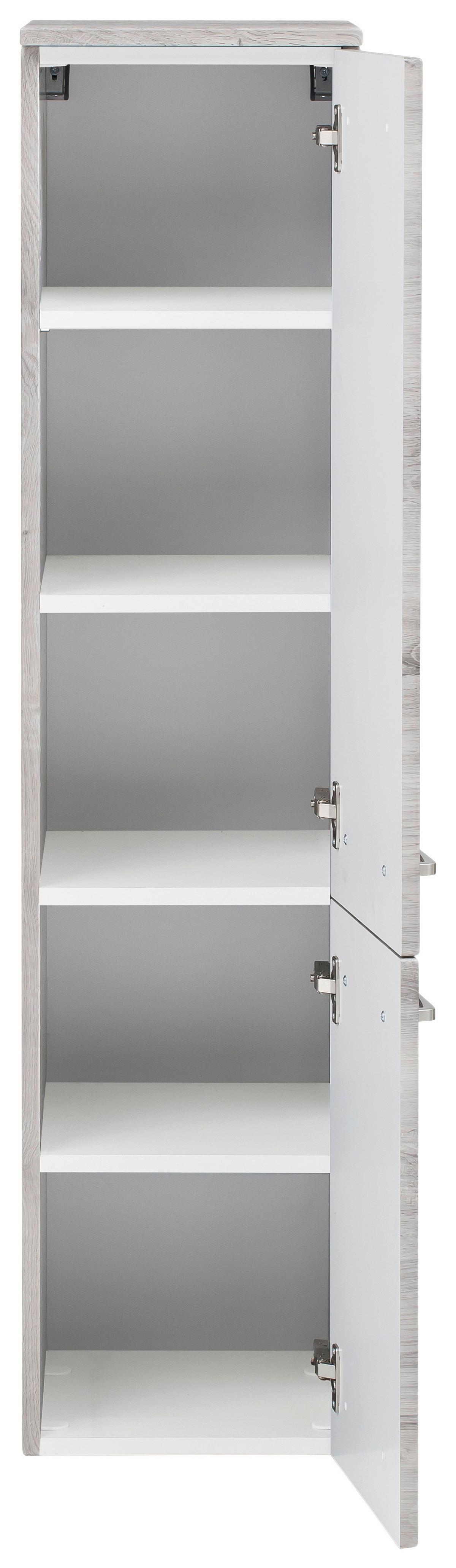 Badmöbel-Set 3-Tlg. Stockholm B: 110 cm Weiß/Eiche Dekor - Eichefarben/Weiß, KONVENTIONELL, Glas/Holzwerkstoff (110cm) - Held