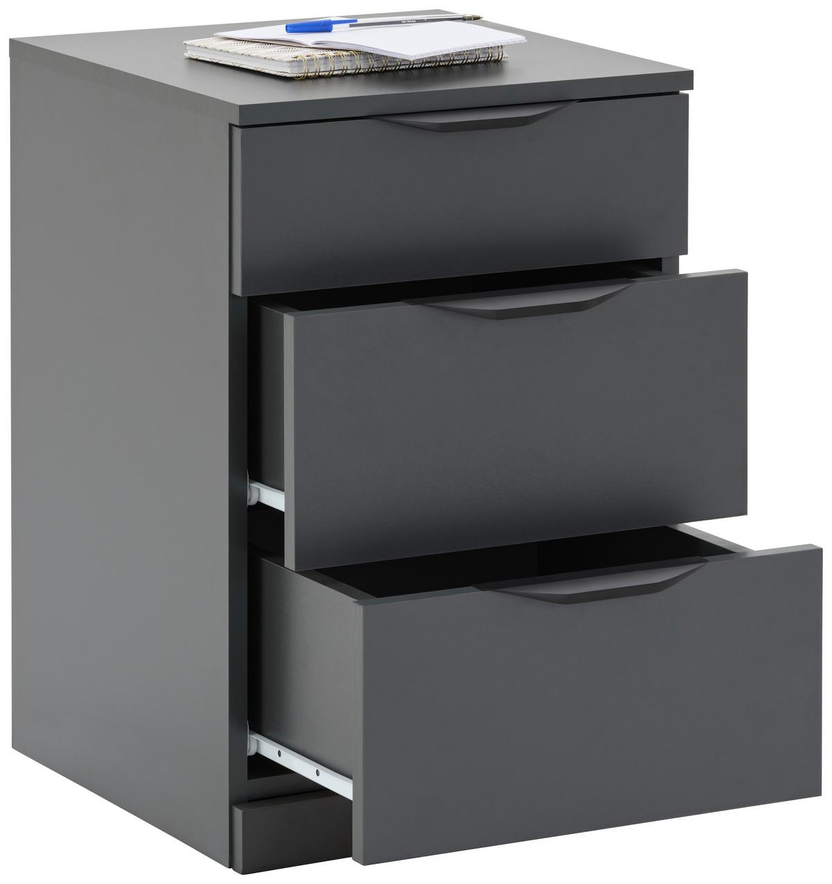 Kommode Rimini Mit 3 Laden Antharzit, B: 40 cm - Anthrazit, Trend, Holzwerkstoff/Kunststoff (40/60,1/40cm)