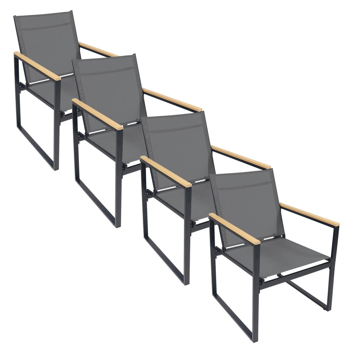 Gartenstuhl-set Volasi 4er Anthrazit B: 54 Cm - Honigeiche/Anthrazit, MODERN, Holzwerkstoff/Kunststoff (54/83/65cm) - Gardenson