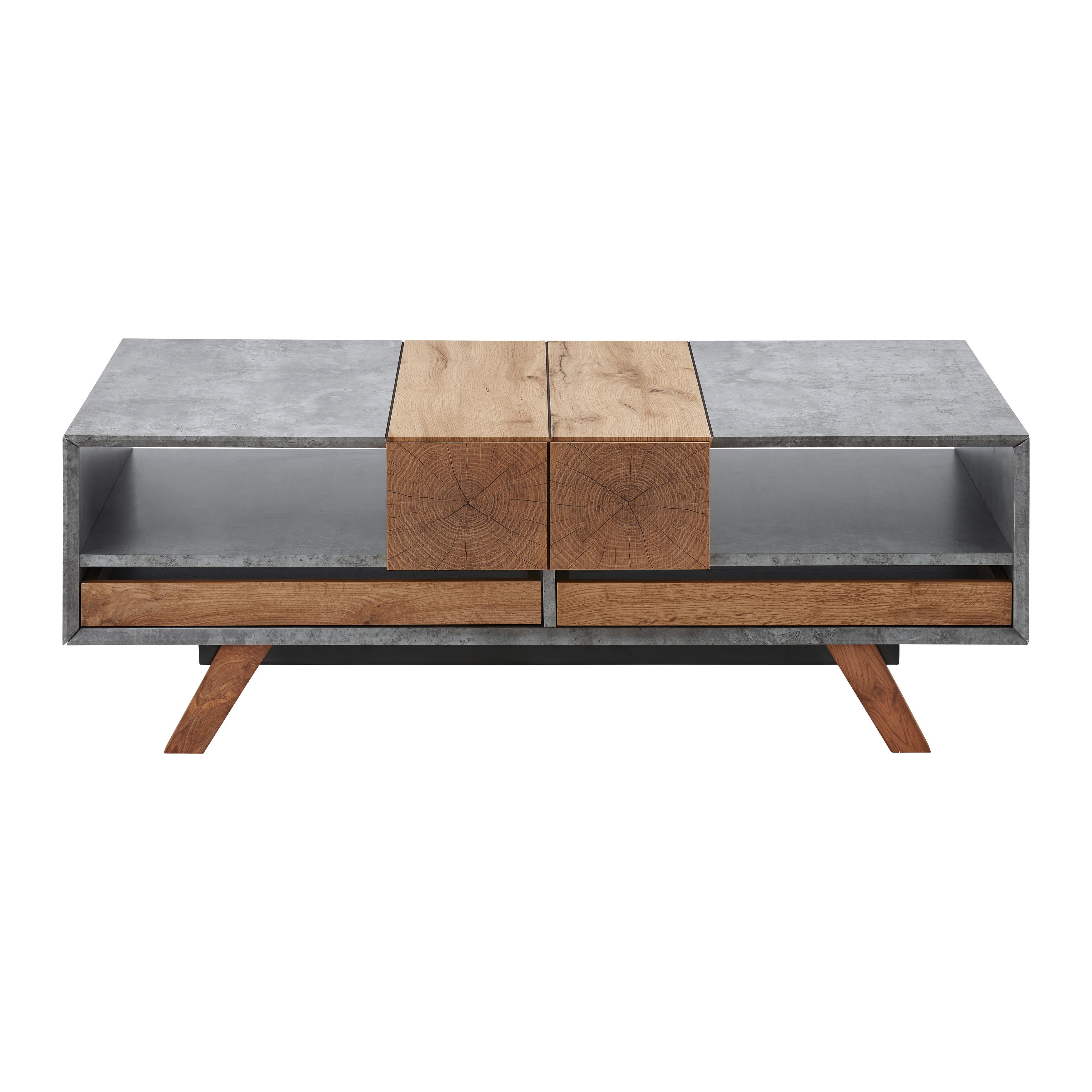 Konferenční Stolek Casper - šedá/barvy dubu, Moderní, dřevo (60/120/42cm) - Modern Living